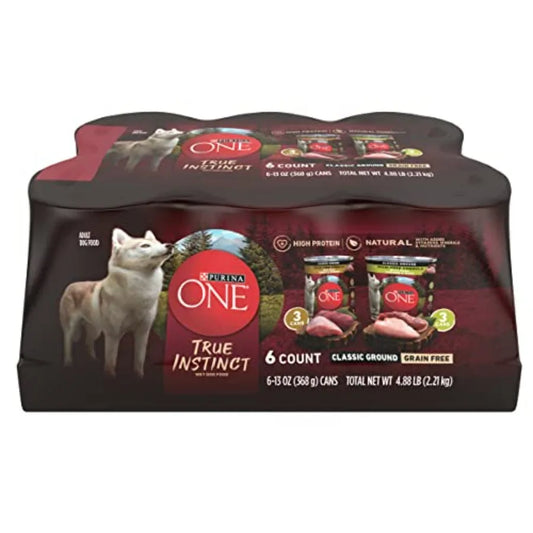 Nature's Recipe True Instinct Grain Free Wet Dog Food Variety Pack – High Protein Natural Dog Food, 13 oz Cans, Pack of 6.