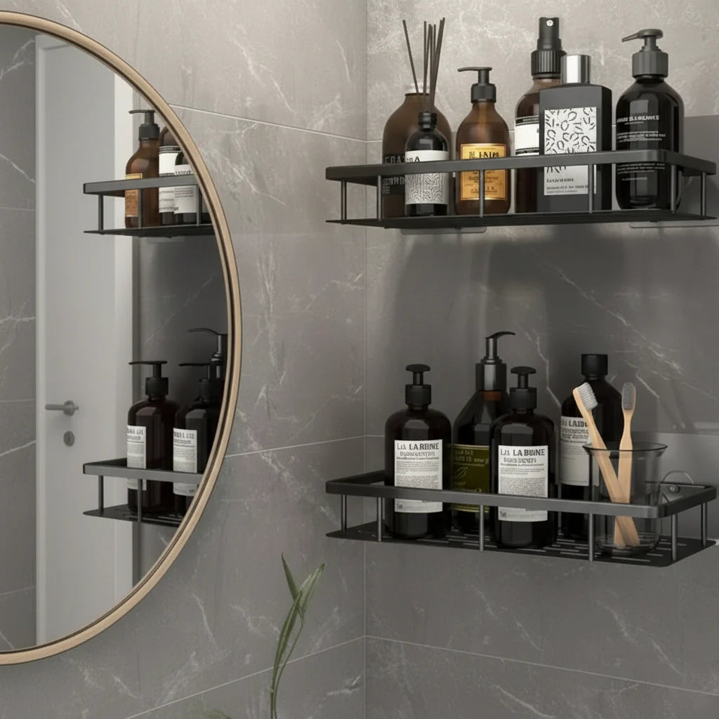 NORDICSHELF - Adhesive Shelf for the Bathroom – Drill-Free & Stylish for Every Bathroom