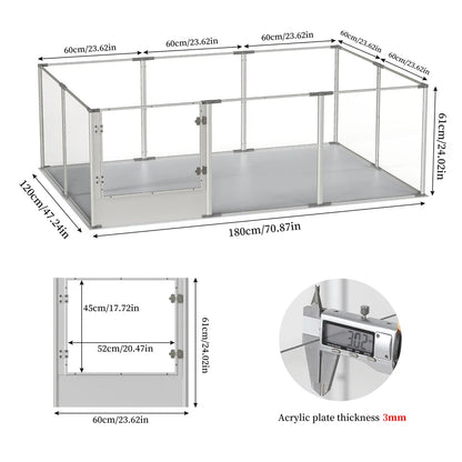 180cm Exlarge Indoor Pet Whelping Pen Clear Acrylic Dog Playpen Fence 10 Pennels Guinea Rabbit Kennel Cage with Waterproof Pad