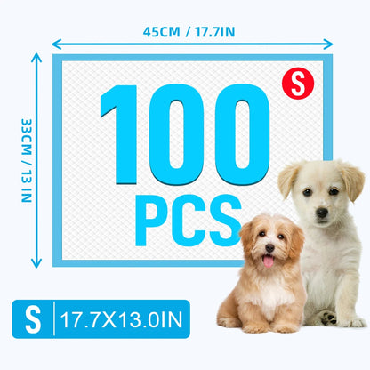 100PCS Super Absorbent Pet Training Pads | Leak-Proof Quick-Drying Disposable Pee Pads for Dogs & Cats, Puppy Housebreaking, Senior Incontinence & Travel Use