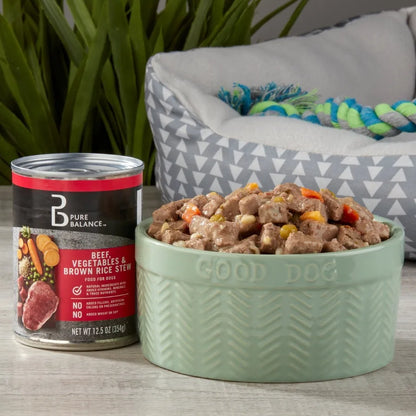 Pure Balance Grain-Free Wet Dog Food Beef Stew Adult Dogs 12 Pack 12.5 oz Cans Natural Recipe