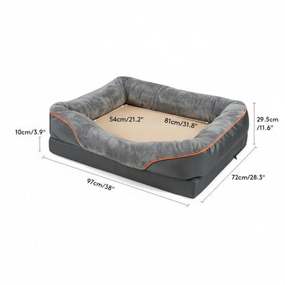 LEVAPET – Waterproof orthopedic dog bed with elevated pillow & memory foam support