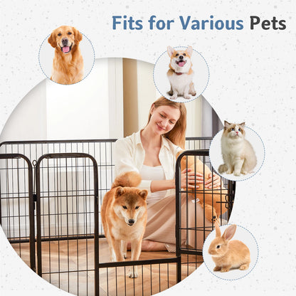 16 Panel Dog Playpen with Gate, Foldable Metal Pet Fence for Large Dogs & Puppies, Indoor & Outdoor Exercise Pen for Yard & Camping