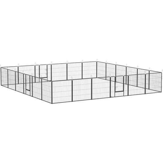 Portable 31.5 Tall 24-Panel Pet Playpen with Lockable Door for Indoor/Outdoor Use, Suitable for Small to Medium Dogs and Camping
