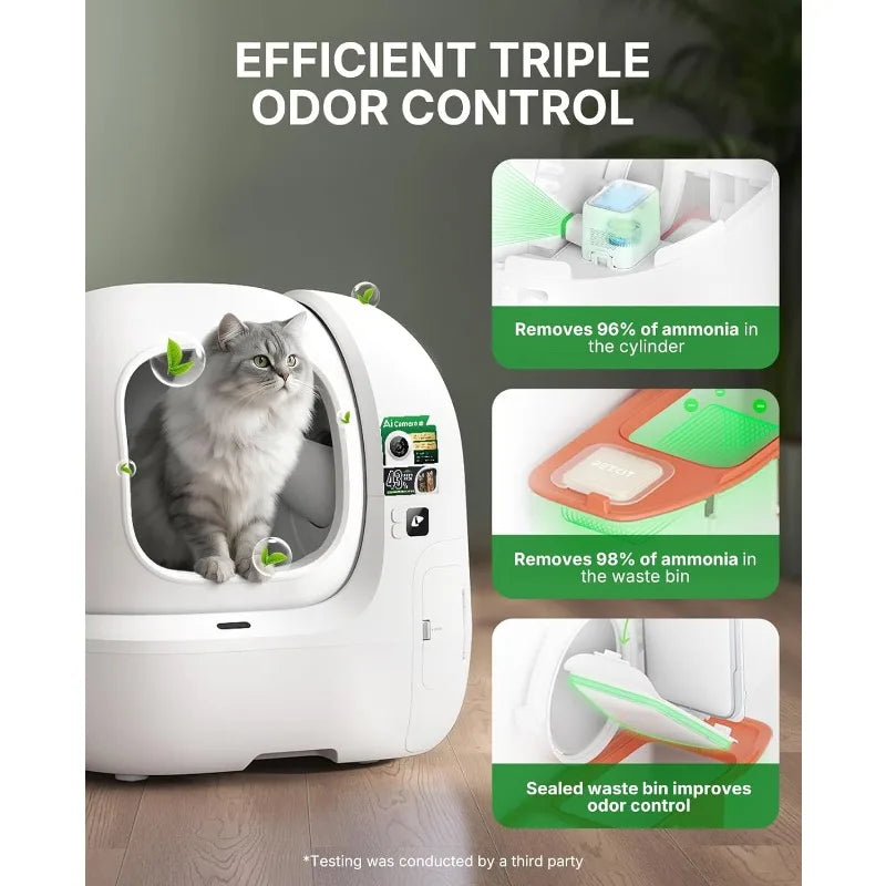 PETKIT 2026 Purobot Max Pro 2 AI-Camera Self Cleaning Cat Litter Box Large Opening 210° Wide Angle Lens Cat Facial Recognition