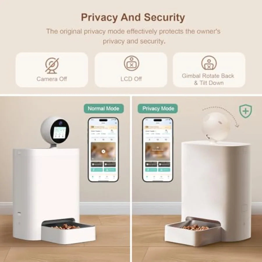 Automatic Cat Feeder with Camera 360°, 2K HD Pet Feeder with Night Vision and 2-Way Audio, Smart APP Control, AI Smart Cat Feed