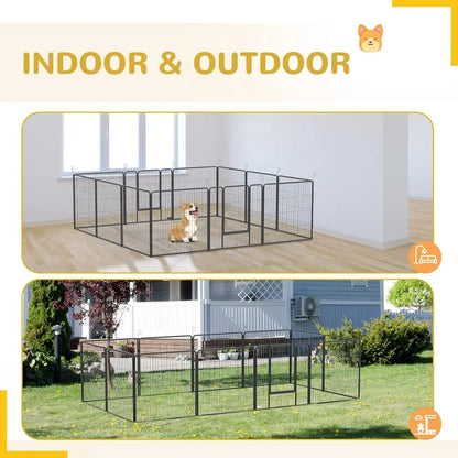 Portable 31.5 Tall 24-Panel Pet Playpen with Lockable Door for Indoor/Outdoor Use, Suitable for Small to Medium Dogs and Camping
