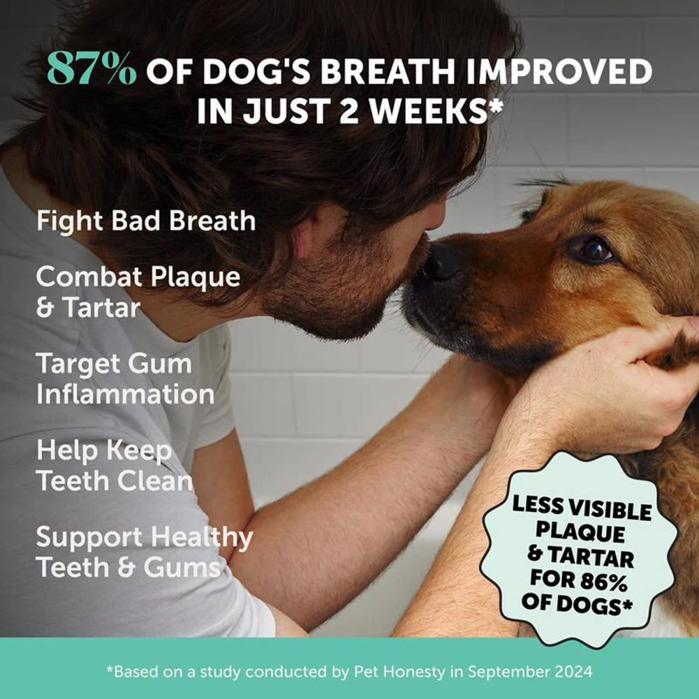 Dog Dental Powder Breath Freshener for Teeth Cleaning, Plaque & Tartar Remover – Kelp & Mint Dental Care for Dogs