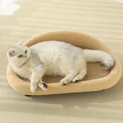 VelvetPaws Den – Stylish retreat with scratching surface & cozy cushion
