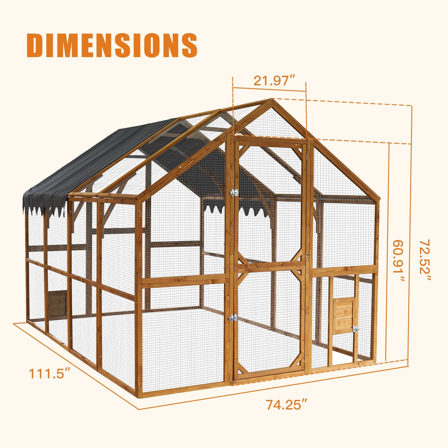 110'' Large Outdoor Chicken Coop And Kitten Playpen with Waterproof Cover Platforms 2 Easy-Access Doors for Pets