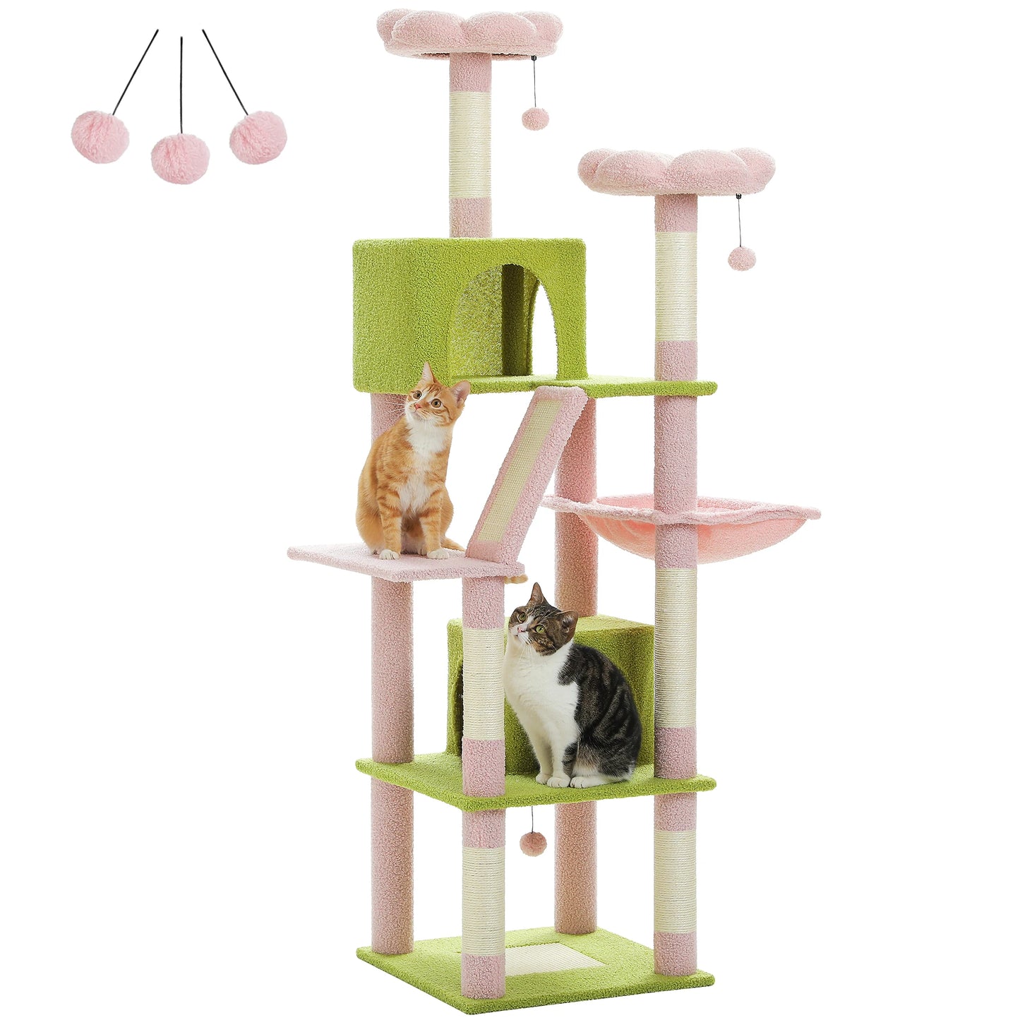 Large Cat Tree Tower for Indoor Cats, Multi-Level Cat Condo with Scratching Posts, Plush Perches, Caves & Scratching Boards