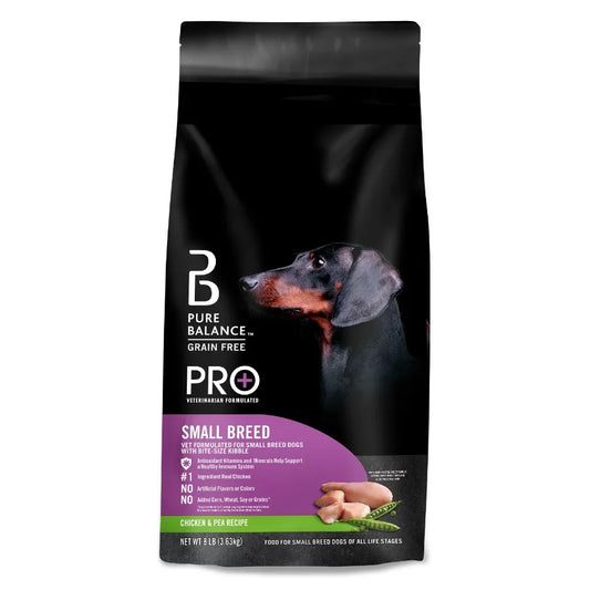 Pure Balance Pro+ Small Breed Dog Food Chicken & Pea Recipe Real Chicken Grain-Free Formula 8 lbs