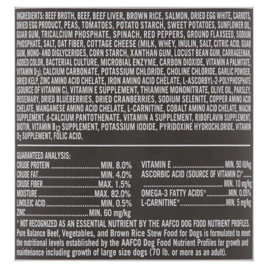 Pure Balance Grain-Free Wet Dog Food Beef Stew Adult Dogs 12 Pack 12.5 oz Cans Natural Recipe