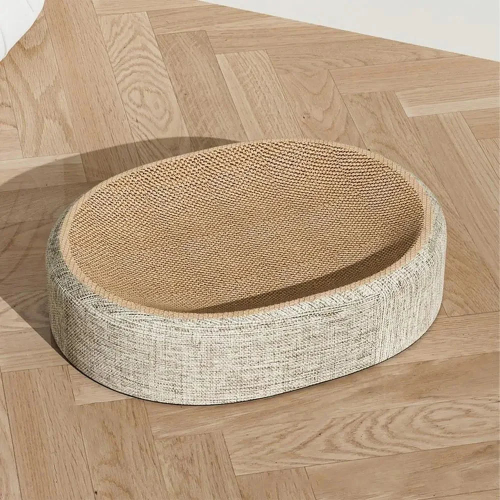 PURRLOOM – Braided Oval Sisal Cat Lounger for Scratching and Comfortable Sleeping