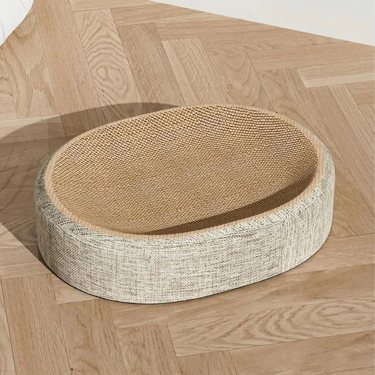 PURRLOOM – Braided Oval Sisal Cat Lounger for Scratching and Comfortable Sleeping