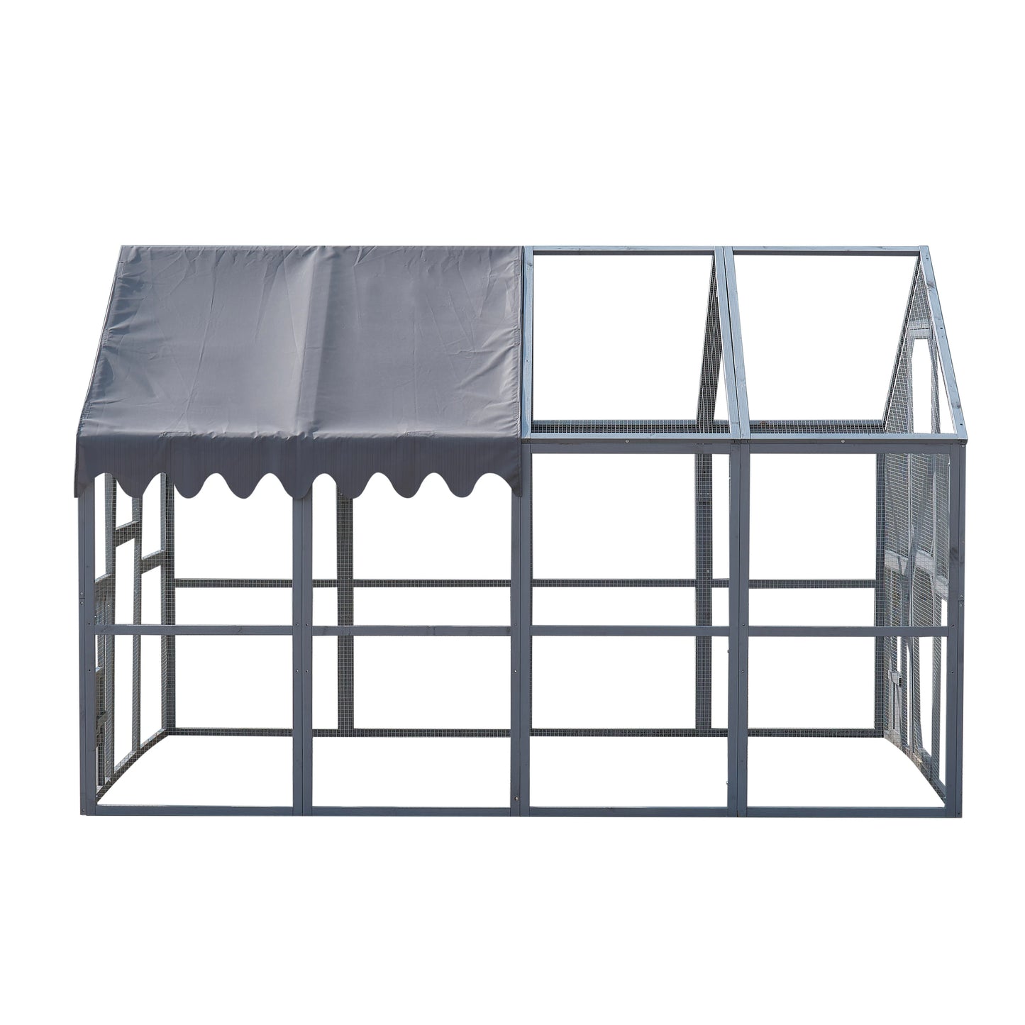 110'' Large Outdoor Chicken Coop And Kitten Playpen with Waterproof Cover Platforms 2 Easy-Access Doors for Pets