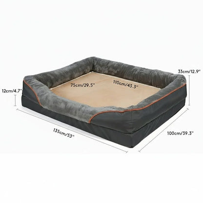LEVAPET – Waterproof orthopedic dog bed with elevated pillow & memory foam support