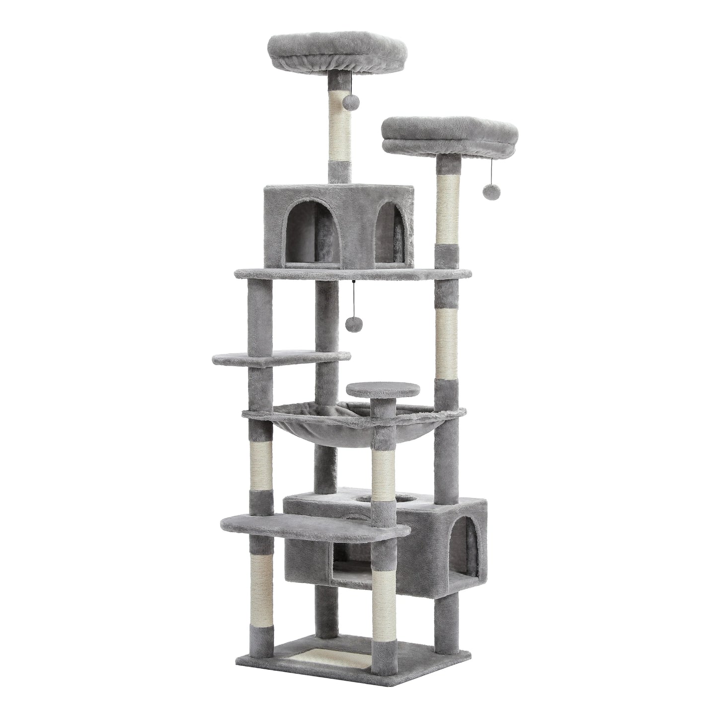 Large Cat Tree Tower for Indoor Cats, Multi-Level Cat Condo with Scratching Posts, Plush Perches, Caves & Scratching Boards