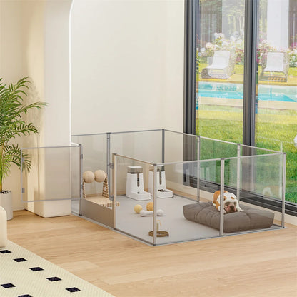 180cm Exlarge Indoor Pet Whelping Pen Clear Acrylic Dog Playpen Fence 10 Pennels Guinea Rabbit Kennel Cage with Waterproof Pad