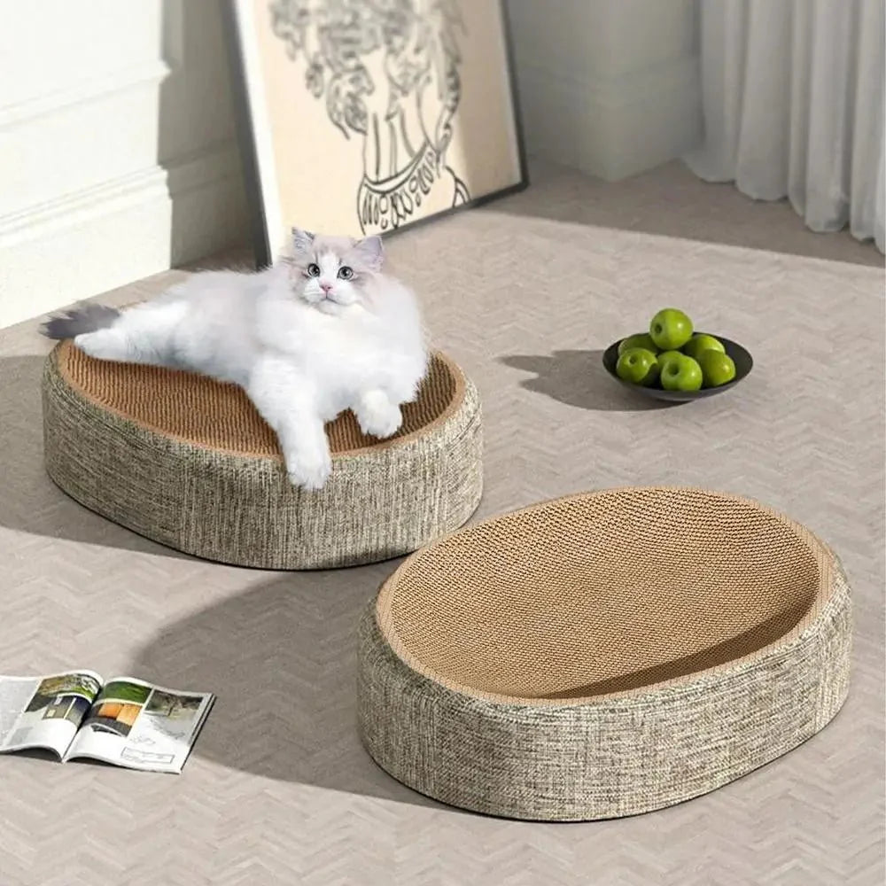 PURRLOOM – Braided Oval Sisal Cat Lounger for Scratching and Comfortable Sleeping