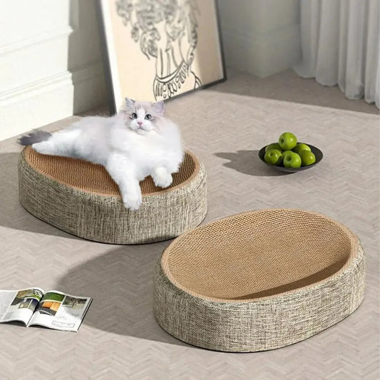 PURRLOOM – Braided Oval Sisal Cat Lounger for Scratching and Comfortable Sleeping