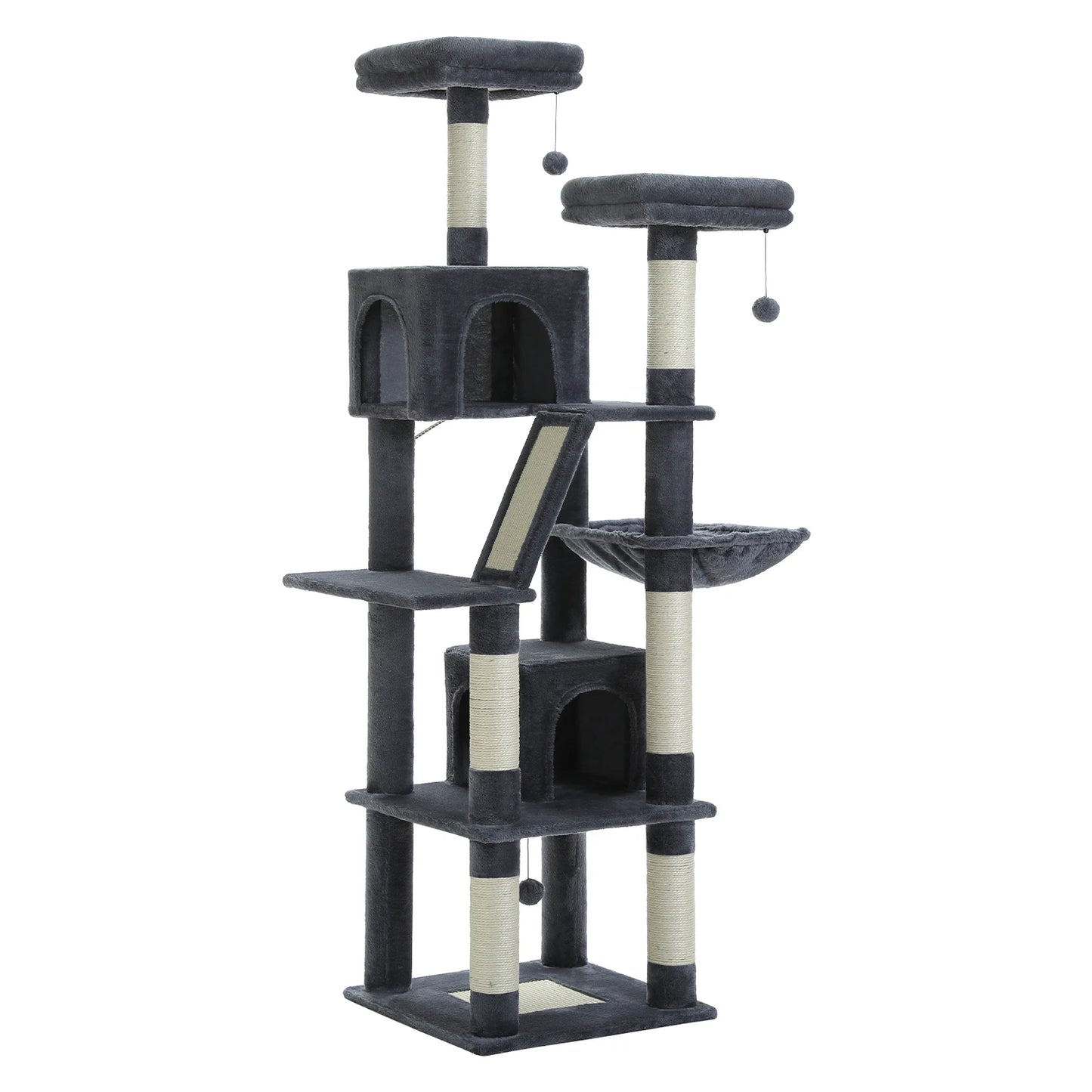 Large Cat Tree Tower for Indoor Cats, Multi-Level Cat Condo with Scratching Posts, Plush Perches, Caves & Scratching Boards