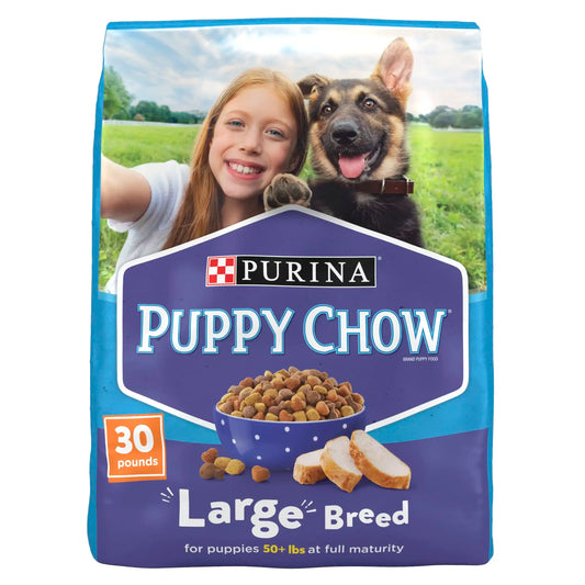 Purina Puppy Chow Large Breed Puppy Food – High Protein Chicken Formula Dry Dog Food, 30 lb Bag.