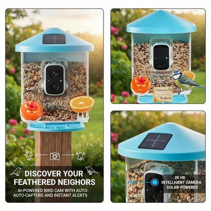 Smart Bird Feeder with Camera 2K HD | AI Bird Species Recognition | Solar Powered