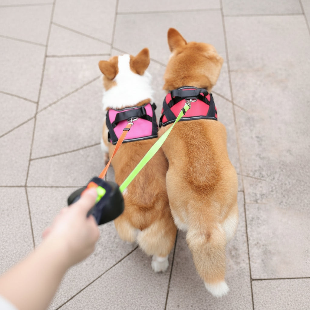 PROPET DUO - Rolling lead for two dogs with integrated torch