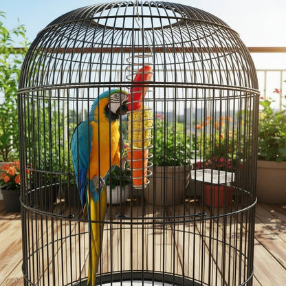 STEELSWIRL – Robust stainless steel parrot food dispenser for long-term use