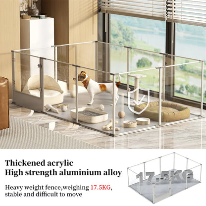180cm Exlarge Indoor Pet Whelping Pen Clear Acrylic Dog Playpen Fence 10 Pennels Guinea Rabbit Kennel Cage with Waterproof Pad