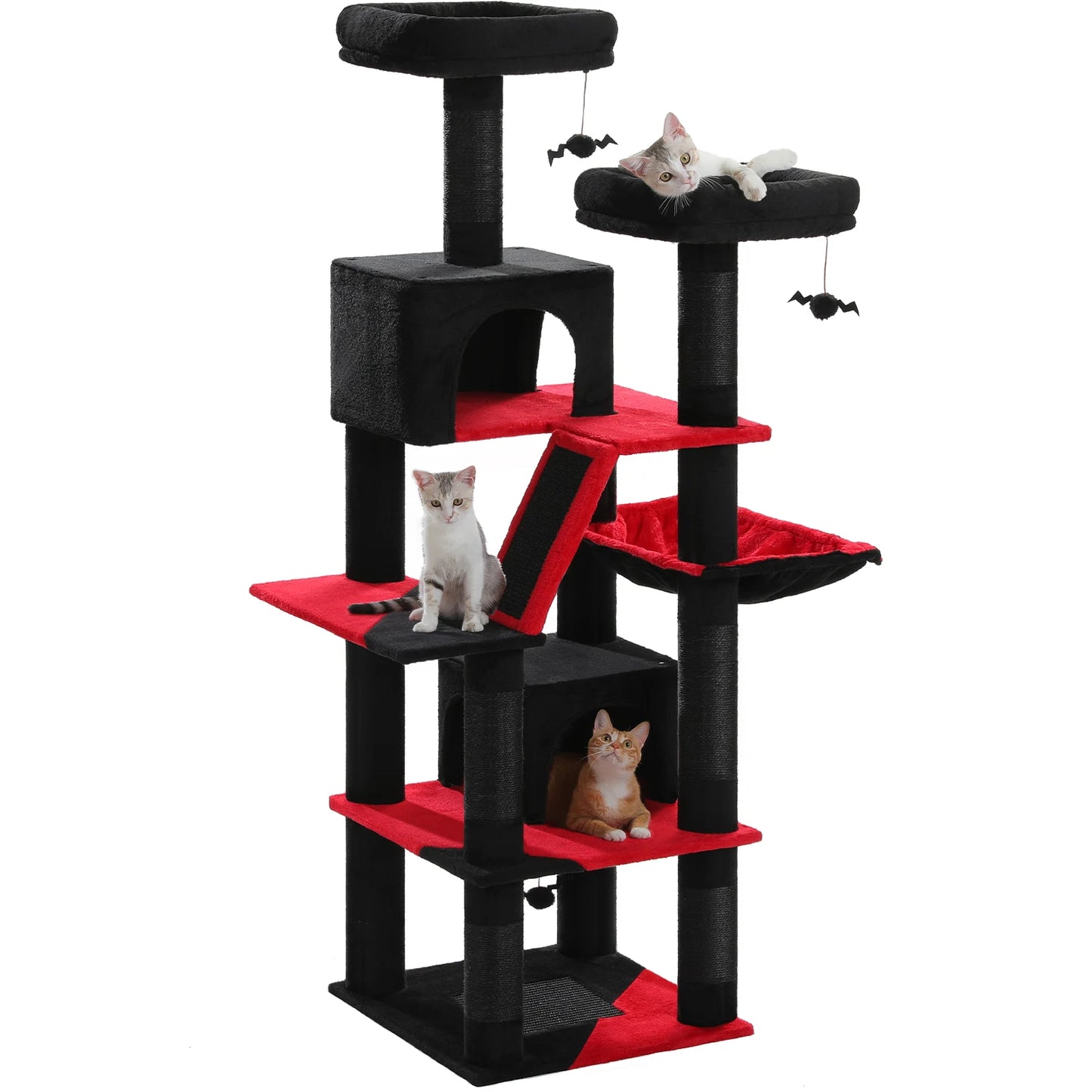 Large Cat Tree Tower for Indoor Cats, Multi-Level Cat Condo with Scratching Posts, Plush Perches, Caves & Scratching Boards