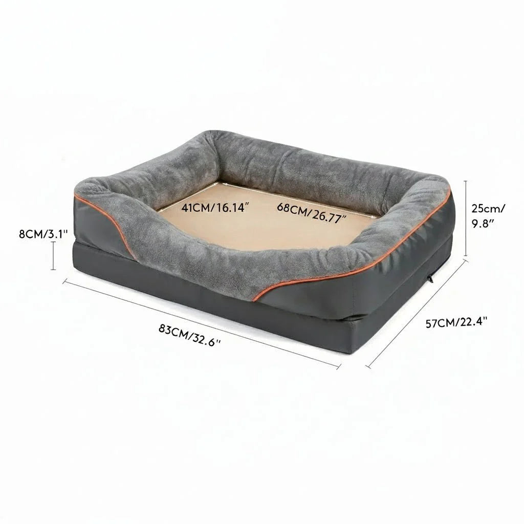 LEVAPET – Waterproof orthopedic dog bed with elevated pillow & memory foam support