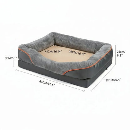 LEVAPET – Waterproof orthopedic dog bed with elevated pillow & memory foam support