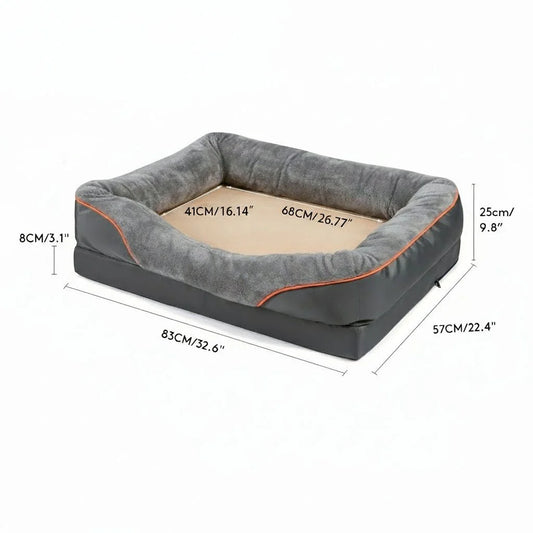 LEVAPET – Waterproof orthopedic dog bed with elevated pillow & memory foam support