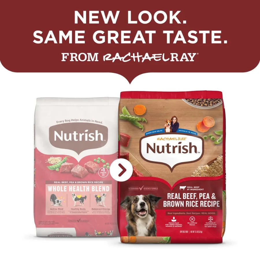 Rachael Ray Nutrish Adult Dry Dog Food – Real Beef, Pea & Brown Rice Recipe 13 lb