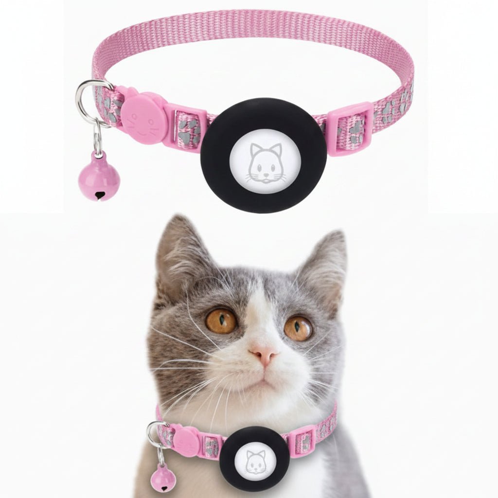 TRACKKITTY – Reflective Cat Collar with AirTag Holder and Safety Bell