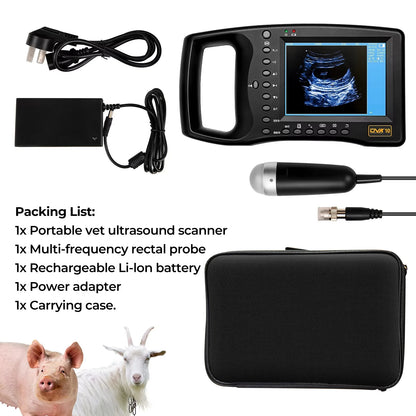 Portable Veterinary Ultrasound Scanner for Pregnancy Dog Sheep Pigs Vet Handheld Scanner with 3.5Mhz Mechanical Probe