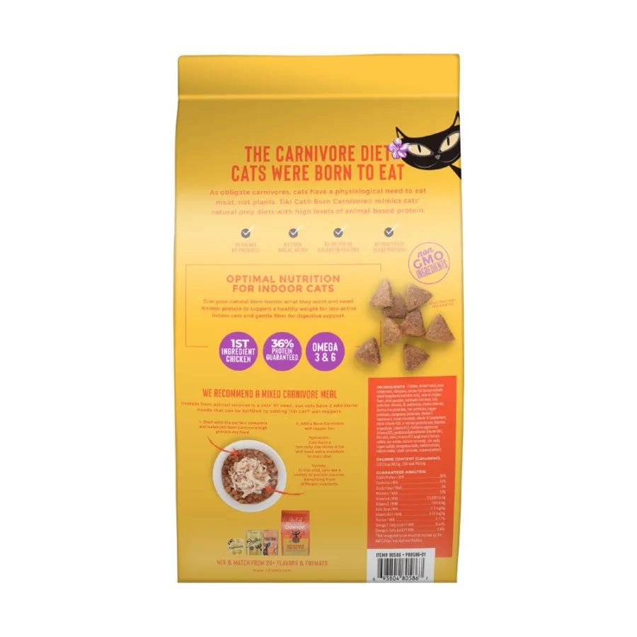 Tiki Cat Born Carnivore Indoor Health Dry Cat Food Chicken & Turkey Meal Recipe High Protein Grain-Free Indoor Cats 3 lb