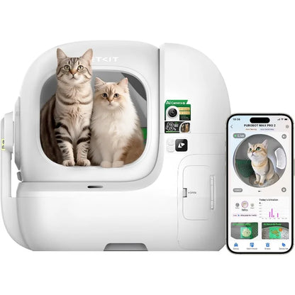 PETKIT 2026 Purobot Max Pro 2 AI-Camera Self Cleaning Cat Litter Box Large Opening 210° Wide Angle Lens Cat Facial Recognition