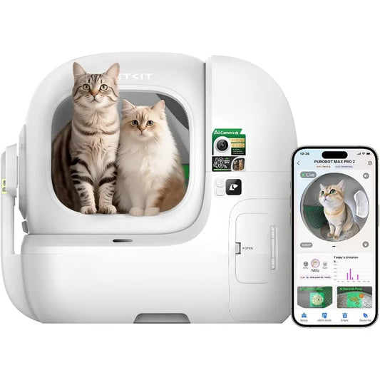 PETKIT 2026 Purobot Max Pro 2 AI-Camera Self Cleaning Cat Litter Box Large Opening 210° Wide Angle Lens Cat Facial Recognition