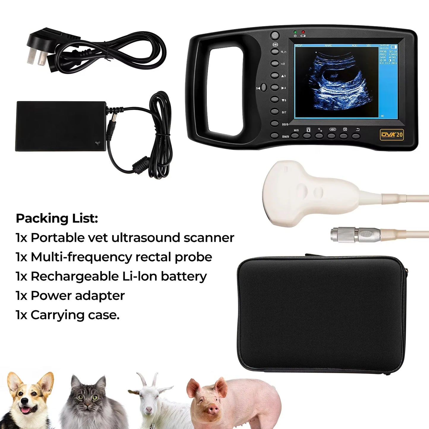 Portable Veterinary Ultrasound Scanner for Pregnancy Dog Sheep Pigs Vet Handheld Scanner with 3.5Mhz Mechanical Probe