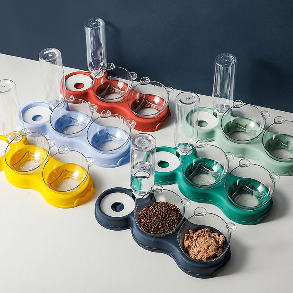 KARLFEAST - 3-in-1 feeding station with drinking dispenser & raised bowl