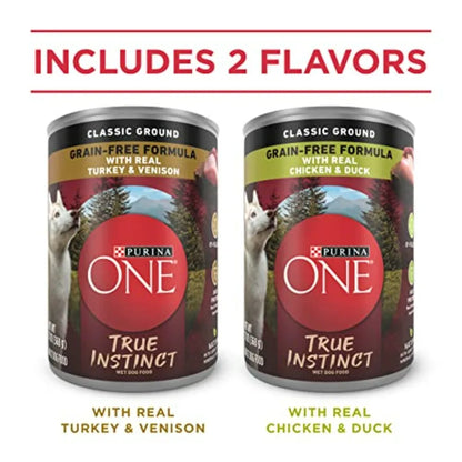 Nature's Recipe True Instinct Grain Free Wet Dog Food Variety Pack – High Protein Natural Dog Food, 13 oz Cans, Pack of 6.
