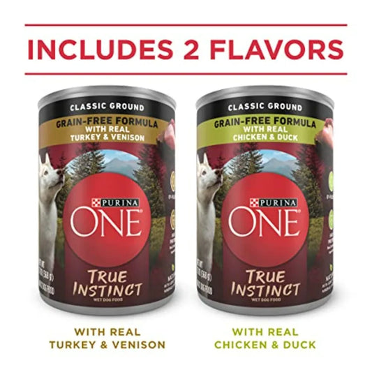 Nature's Recipe True Instinct Grain Free Wet Dog Food Variety Pack – High Protein Natural Dog Food, 13 oz Cans, Pack of 6.