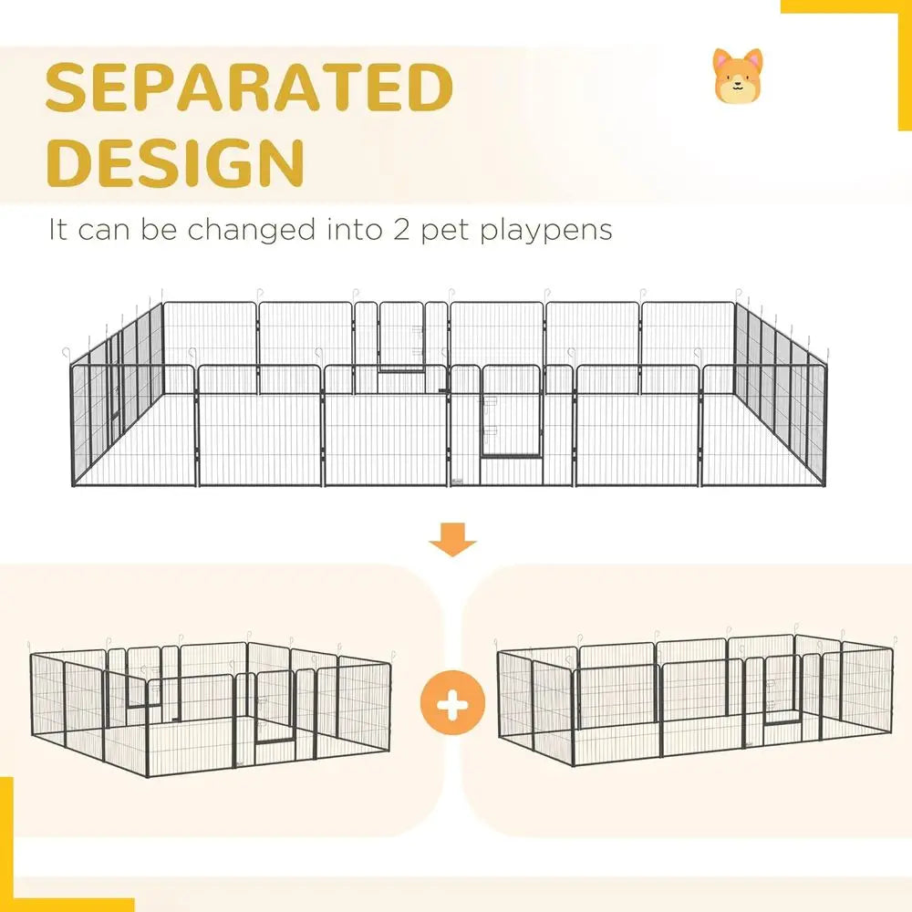 Portable 31.5 Tall 24-Panel Pet Playpen with Lockable Door for Indoor/Outdoor Use, Suitable for Small to Medium Dogs and Camping