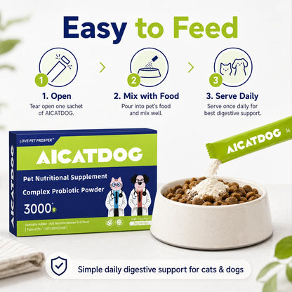 Dog & Cat Probiotic Powder 50g | 3000+ Gut Health & Digestive Support with Yeast & Vitamins