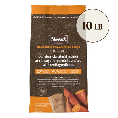 Premium Grain-Free Dry Dog Food Adult Dogs Real Chicken & Sweet Potato Natural High Protein Recipe 10 lb Bag