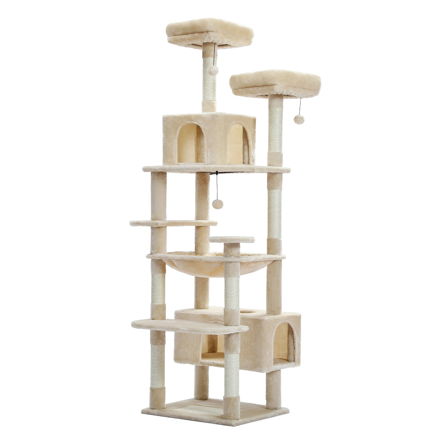 Large Cat Tree Tower for Indoor Cats, Multi-Level Cat Condo with Scratching Posts, Plush Perches, Caves & Scratching Boards