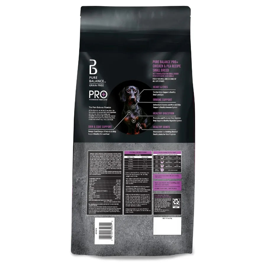 Pure Balance Pro+ Small Breed Dog Food Chicken & Pea Recipe Real Chicken Grain-Free Formula 8 lbs